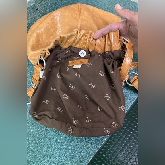 ASOS Leather Bag Purse Tan Ruched Bohemian Chic - Picture 13 of 17